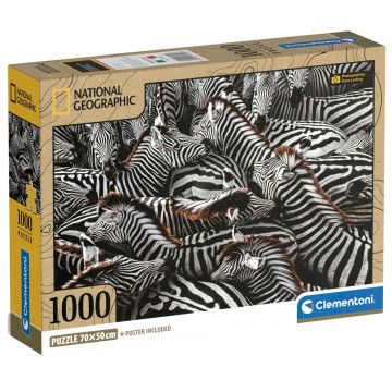 Puzzle Zebras em caneta segurando National Geographic 1000 peças CLEMENTONI - 1