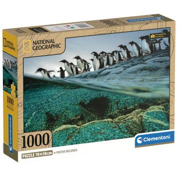 Puzzle Gentoo Penguins National Geographic 1000 peças CLEMENTONI - 1