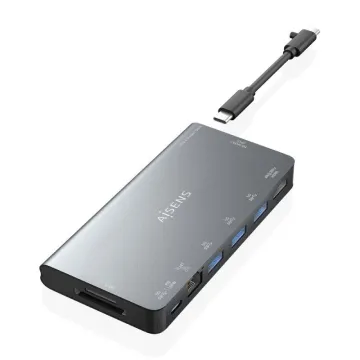 Docking USB Tipo-C Aisens ASUC-8P015-GR/ 1xHDMI/ 3xUSB/ 1xRJ45/ 1xCard Reader / 1xUSB Tipo-C/ Cinza AISENS - 1