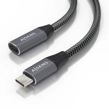 Cabo de extensão USB 3.2 Aisens A107-0636/ USB tipo C macho - USB tipo C fêmea/ até 100 W/ 20 Gbps/ 2 m/ cinza AISENS - 1