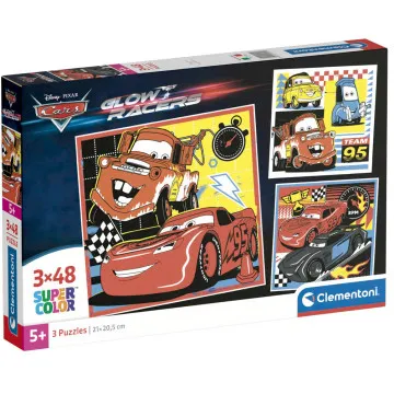 Quebra-cabeça de carros da Disney 3x48pcs CLEMENTONI - 1