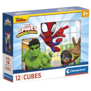 Cubo de quebra-cabeça Spidey e seus incríveis amigos Marvel 12 unidades CLEMENTONI - 1