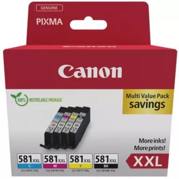 Cartucho de tinta Canon CLI-581XXL multipack original de alta capacidade/ciano/magenta/amarelo/preto CANON - 1