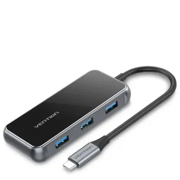 Docking USB Type-C Vention TFFHB/ 1xHDMI 4K/ 3xUSB/ 1xRJ45/ 1xUSB Type-C PD/ Cinza VENTION - 1