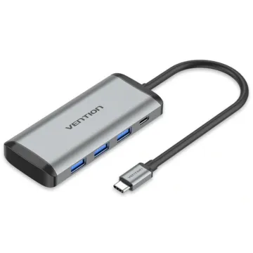 Docking USB Type-C Vention TGRHB/ 3xUSB/ 1xCard Reader/ 1xUSB Type-C PD/ Cinza VENTION - 1