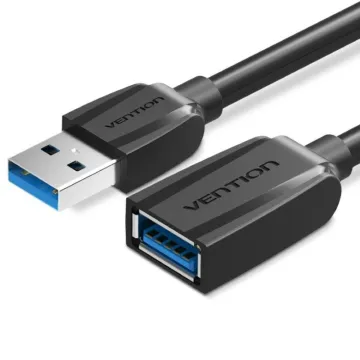 Cabo Extensão Vention USB 3.0 VAS-A45-B100/ USB Macho - USB Fêmea/ 5Gbps/ 1m/ Preto VENTION - 1