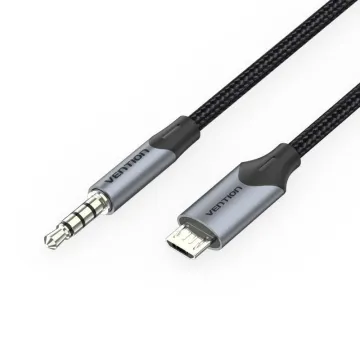 Cabo de Áudio Vention BDGBG/ MicroUSB Macho - Jack 3,5 Macho/ 1,5m/ Preto VENTION - 1