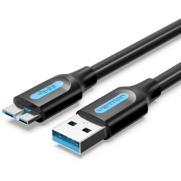 Cabo Vention COPBI USB 3.0/ USB Macho - MicroUSB Macho/ Até 10W/ 5Gbps/ 3m/ Preto VENTION - 1
