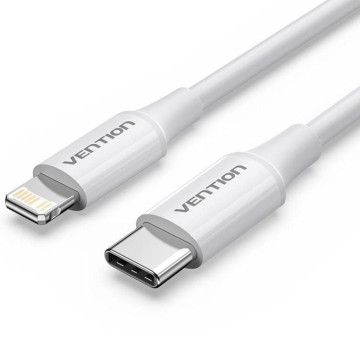 Vention LAJWF USB 2.0 Tipo-C Cabo Lightning/ USB Tipo-C Macho - Lightning Macho/ Até 27W/ 480Mbps/ 1m/ Branco VENTION - 1