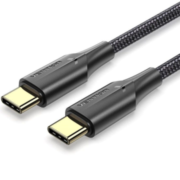 Cabo USB 2.0 Tipo-C 3A Vention TAUBD/ USB Tipo-C Macho - USB Tipo-C Macho/ Até 60W/ 480Mbps/ 50cm/ Preto VENTION - 1