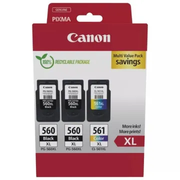 Cartucho de tinta Canon original PG-560XL + CL-561XL Multipack de alta capacidade/ 2x preto/ tricolor CANON - 1