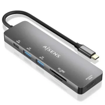 Docking USB Tipo-C Aisens ASUC-6P016-GR/ 1xHDMI/ 2xUSB/ 1xCard Reader/ 1xUSB Tipo-C PD/ Cinza AISENS - 1