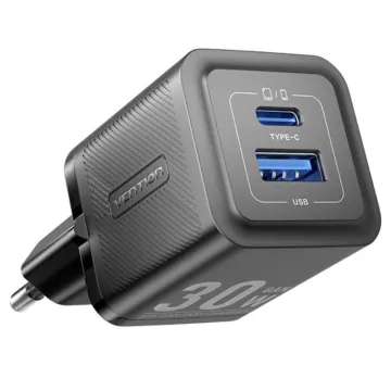 Carregador de Parede Vention Gan FEQB0-EU/ 1xUSB Tipo-C/ 1xUSB/ 30W VENTION - 1