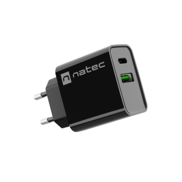 CARGADOR NATEC RIBERA 20W 1XUSB-A + 1XUSB-C PD3.0 QC3.0 NEGRO NATEC - 1