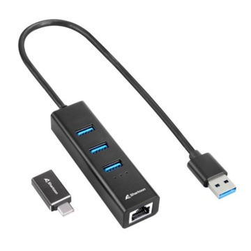 HUB USB SHARKOON 3X3.2 GEN 1 + RJ45  ALUMINIO NEGRO Sharkoon - 1