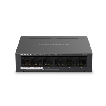 SWITCH MERCUSYS MS106LP 6 PUERTOS 10/100MBPS Y 4 PUERTOS POE+ MERCUSYS - 1