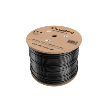BOBINA CAT.6 LANBERG OUTDOOR FTP RJ45 COBRE GEL-FILLED FLUKE AWG24 305M NEGRO Lanberg - 1