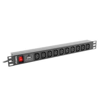 REGLETA LANBERG 1U 10A RACK 19 10X SOCKET NEGRO 2M Lanberg - 1