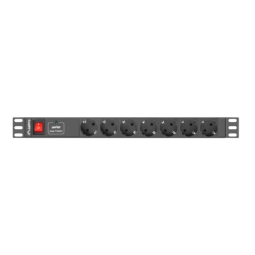 REGLETA LANBERG 1U 10A 7X SCHUKO RACK 19" 2M NEGRO C14 Lanberg - 1