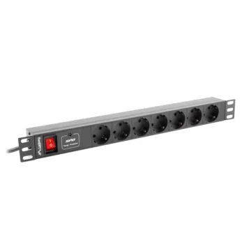 REGLETA LANBERG 1U 16A RACK 19 7X SOCKET NEGRO 2M Lanberg - 1