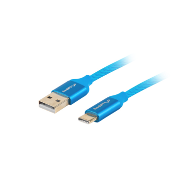 CABLE USB LANBERG 2.0 MACHO/USB C MACHO QUICK CHARGE 3.0 1M AZUL Lanberg - 1