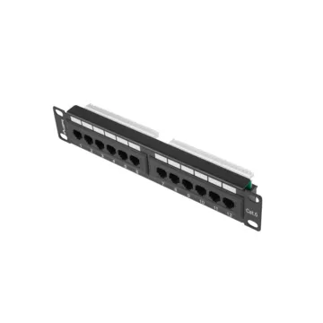 PATCH PANEL LANBERG 12 PUERTOS 1U 10" CAT.6 NEGRO Lanberg - 1