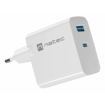 CARGADOR NATEC RIBERA GAN 65W PD3.0 QC3.0 1XUSB-A + 1XUSB-C BLANCO NATEC - 1