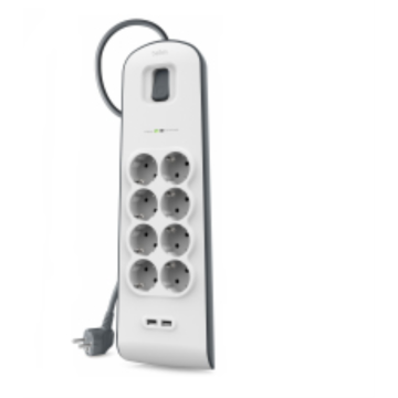 REGLETA BELKIN SURGERSTRIP 8 TOMAS 2x USB/ A PROTECCION ANTIPICOS BLANCO MONTABL Belkin - 1