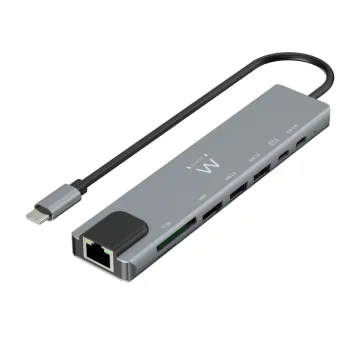 HUB EWENT USB3.2 GEN1 USB-C MULTIPORT DOCK 8-1 HDMI 4K 87W USB-C 2XUSB-A LAN CR EWENT - 1