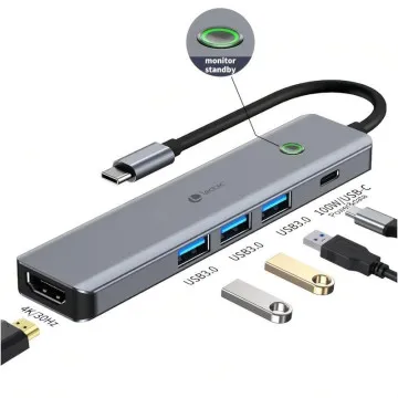 Docking USB Tipo-C Leotec LEDS05/ 3xUSB/ 1xUSB Tipo-C PD/ 1xHDMI/ Cinza Leotec - 1