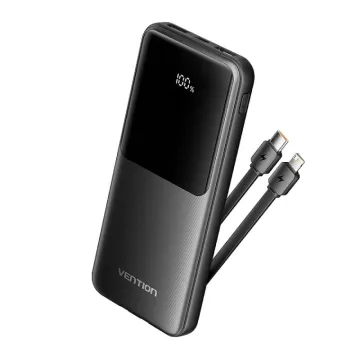 Powerbank 10000mAh Vention FHOB0/ 22,5W/ Preto/ Inclui USB Tipo-C e Cabo Lightning VENTION - 1