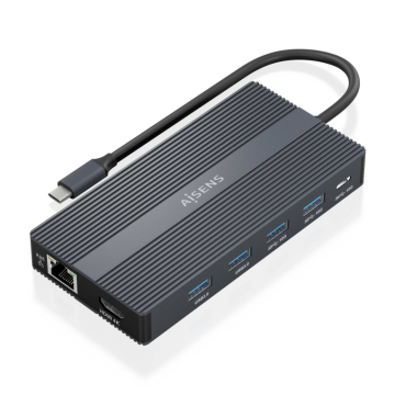 DOCK AISENS 12 EN 1 USB-C A 2xHDMI DP RJ45 4xUSB-A USB-C USB-C PD 20CM AISENS - 1