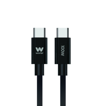 Cabo USB 2.0 Tipo-C Woxter PE26-190/ USB Tipo-C Macho - USB Tipo-C Macho/ Até 100W/ 480Mbps/ 2m/ Preto Woxter - 1