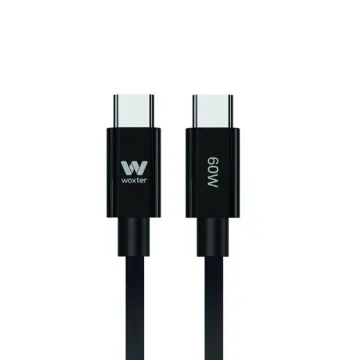 Cabo USB 2.0 Tipo-C Woxter PE26-193/ USB Tipo-C Macho - USB Tipo-C Macho/ Até 60W/ 480Mbps/ 2m/ Preto Woxter - 1