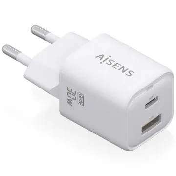 Carregador de parede Aisens Gan ASCH-30W2P020-W/ 1xUSB Tipo-C/ 1xUSB/ 30W AISENS - 1