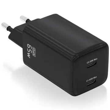 Carregador de Parede Aisens Gan ASCH-65W2P040-BK/ 2xUSB Tipo-C/ 65W AISENS - 1