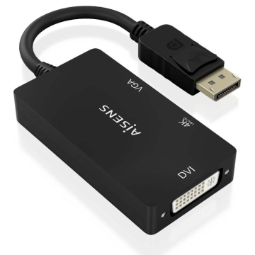 Cabo Conversor Aisens A125-0861/ DisplayPort Macho/ VGA Fêmea - DVI Fêmea - HDMI 4K Fêmea/ 15cm/ Preto AISENS - 1