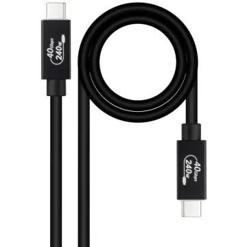 Cabo USB 4.0 Nanocable 10.01.5001/ USB Tipo-C Macho - USB Tipo-C Macho/ Até 240W/ 40Gbps/ 1m/ Preto NANO CABLE - 1