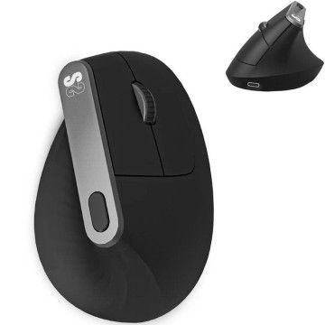 Mouse ergonômico sem fio Bluetooth/ 2,4 GHz Subblim Nature Vertical Ergo Dual Battery/ Bateria recarregável/ Até 4000 DPI/ Preto