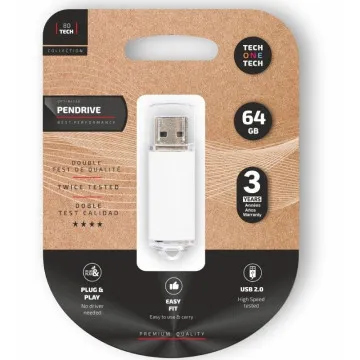 Pendrive 64GB Tech One Tech Básico USB 2.0/ Branco TECH ONE TECH - 1