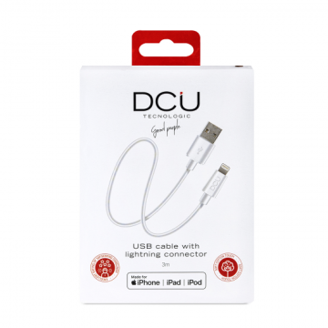 CABO DCU LIGHTNING para USB A 3M BRANCO DCU - 1