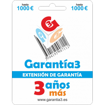 EXTENSÃO DE GARANTIA +3A G3PD3ES1000 ATÉ 1000€ GARANTIA3 - 1