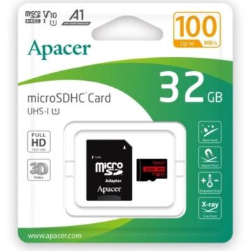 Cartão de memória Apacer 32GB microSD HC UHS 1 com adaptador / Classe 10 / 100MBs Apacer - 1