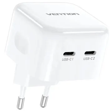 Carregador de Parede Gan Vention FBPW0-EU/ 2xUSB Tipo-C/ 35W VENTION - 1