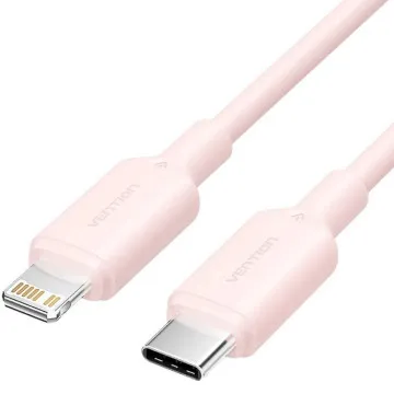 Vention LAKPH Cabo Lightning USB 2.0 Tipo-C/ USB Tipo-C Macho - Lightning Macho/ Até 27W/ 480Mbps/ 2m/ Rosa VENTION - 1