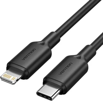 Vention LAKBF USB 2.0 Tipo-C Cabo Lightning/ USB Tipo-C Macho - Lightning Macho/ Até 27W/ 480Mbps/ 1m/ Preto VENTION - 1