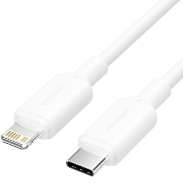 Vention LAKWF USB 2.0 Tipo-C Cabo Lightning/ USB Tipo-C Macho - Lightning Macho/ Até 27W/ 480Mbps/ 1m/ Branco VENTION - 1