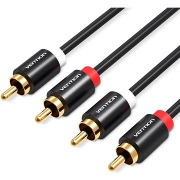 Cabo Estéreo Vention VAB-R06-B150/ 2x RCA Macho - 2x RCA Macho/ 1,5m/ Preto VENTION - 1