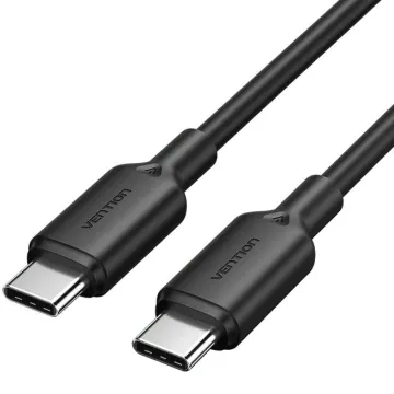 Cabo USB 2.0 Tipo-C 3A Vention TRCBH/ USB Tipo-C Macho - USB Tipo-C Macho/ Até 60W/ 480Mbps/ 2m/ Preto VENTION - 1