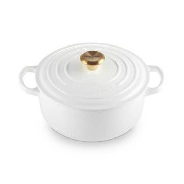 LE CREUSET - Cocotte Signature Redonda 24cm Branco Pomo Dourado 21177240101441 LE CREUSET - 1